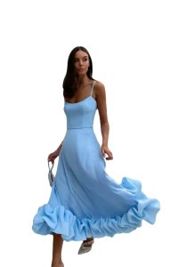 Women's new fashion suspender, three-dimensional flower A-line dress with large swing, dress