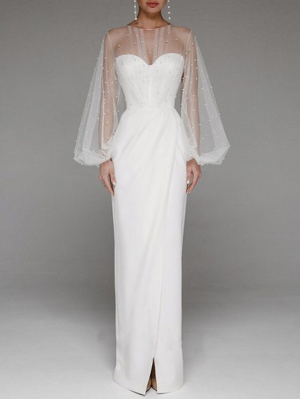 Sexy strapless pearl wrapped hip dress new style