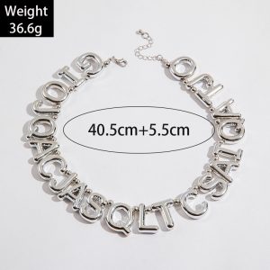 Fashion CCB new letter splicing collarbone chain European and American style geometric rectangular necklace accessories for women