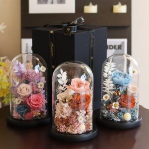 Eternal Flower Glass Cover Hot Selling Rose Gift Box Mother's Day Valentine's Day Gift