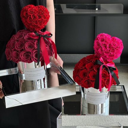 Rose Eternal Life Flower Hug Bucket Love Acrylic Gift Box for Girlfriend and Best Friend's Birthday Gift